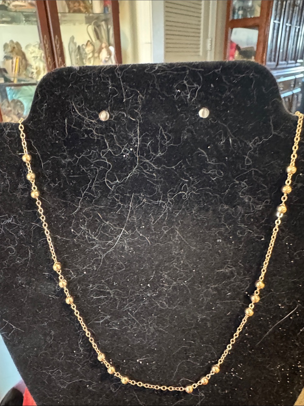 Delicate Gold Bead Station Necklace - Women Jewelry
